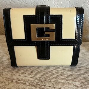 Gucci Black and Cream Wallet with Gold Accent